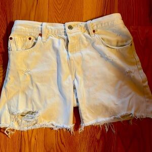 Levi's White ripped jean shorts!